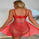 Bella Notte Kırmızı Özel Bölgesi Açık Babydoll Gecelik 15034