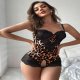 Bella Notte Siyah Dantel Ve Leopar Desenli  Şık Tasarım Babydoll Gecelik 15070