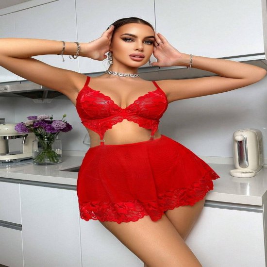 Bella Notte Kırmızı  Valentines Tasarım Gecelik 18511