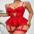 Bella Notte Kırmızı Dantelli Etekli Babydoll Takım 16517