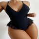 Bella Notte Siyah Fırfırlı Bodysuit PR15090