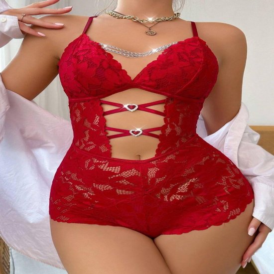 Bella Notte Kırmızı Zincir Detaylı Dantelli Babydoll 15098