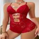 Bella Notte Kırmızı Zincir Detaylı Dantelli Babydoll 15098