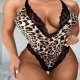 Bella Notte Leopar Desen Dantelli Sırtı Açık Babydoll 15011