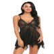 Bella Notte Seksi Siyah Tül Babydoll Gecelik 15500