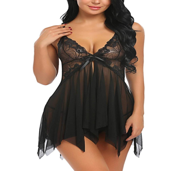 Bella Notte Seksi Siyah Tül Babydoll Gecelik 15500